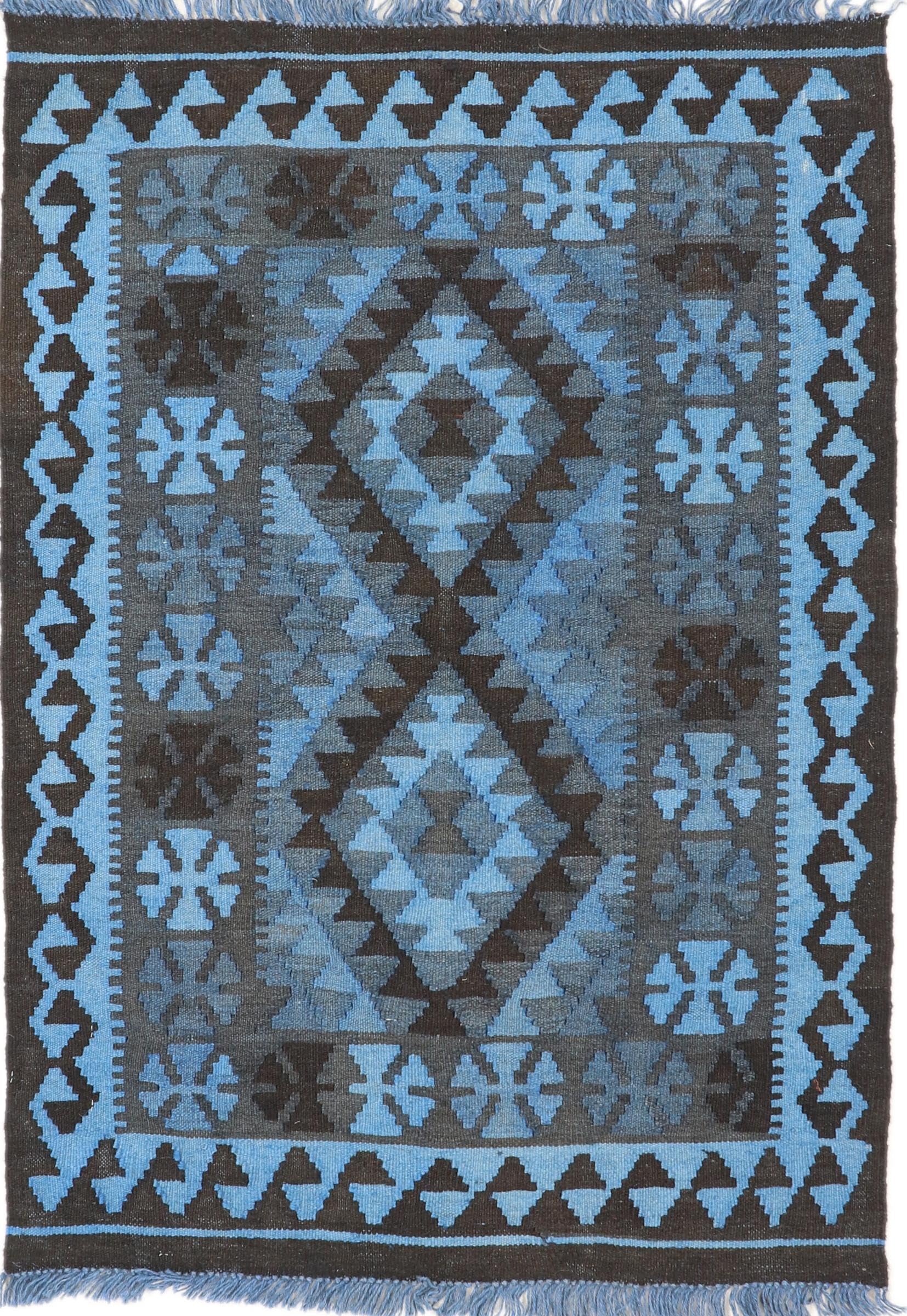 Tapis d'Orient Kilim Afghan en laine tissé main 83x116 authentique