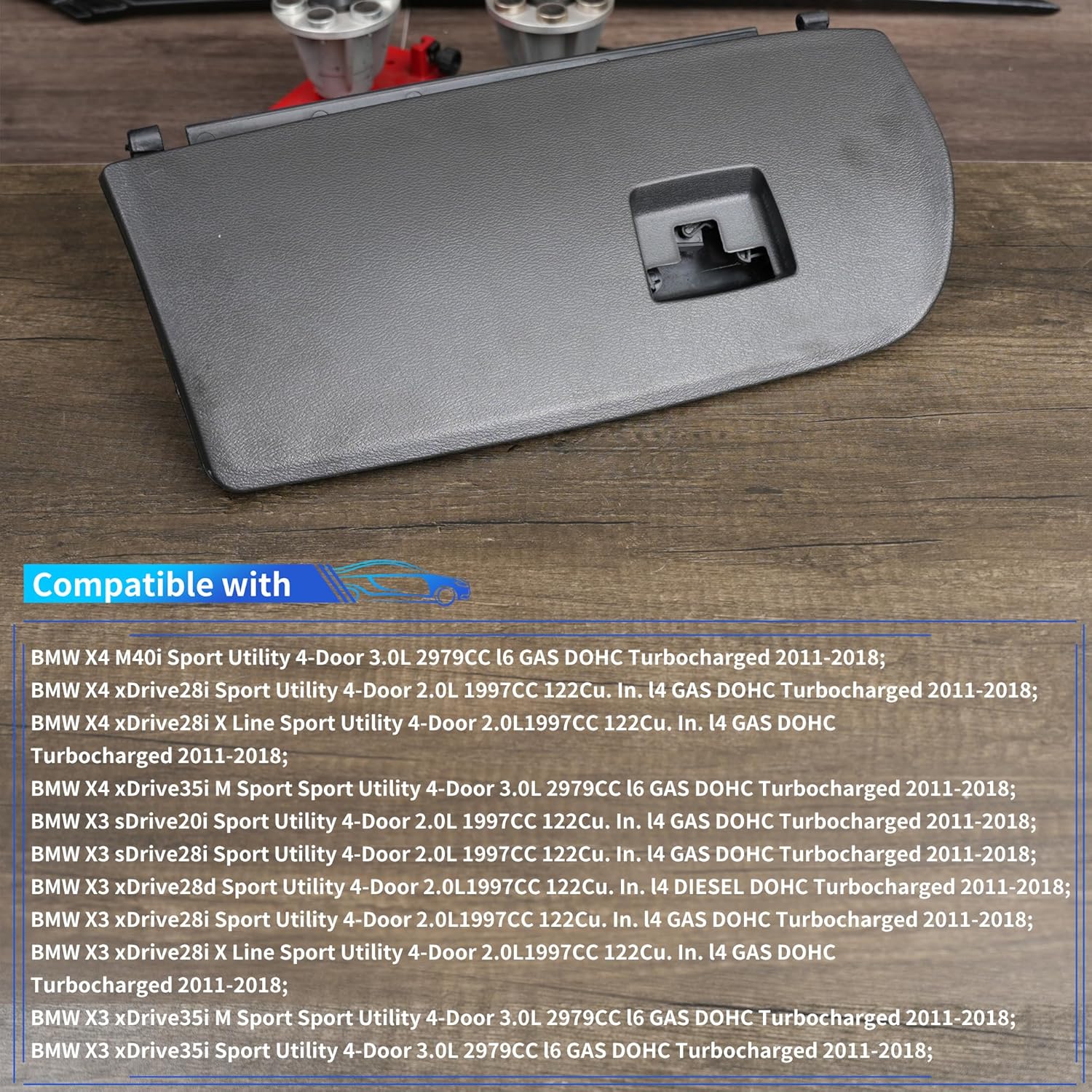 Rldym Dash Glove Box Door Lid Cover for BMW X3 F25 2011-2017 for BMW X4 F26 2015-2018 Glove Compartment Lid No.51166839000/51-16-6-839-000 Black