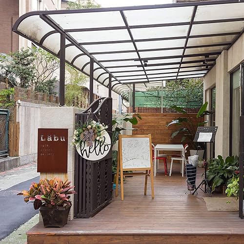 Miniatura 5 de Letrero de bienvenida redondo de madera para puerta delantera, letrero de bienvenida para casa de campo, porche, primavera, decoración de puerta