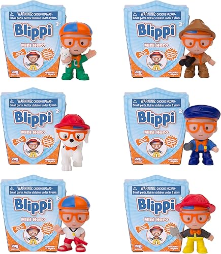 Miniatura 2 de Blippi Mini Heroes Squishables Mystery 6 Pack – Figura de juguete de personaje de 2 pulgadas: oficial de policía, salvavidas, veterinario, bombero,
