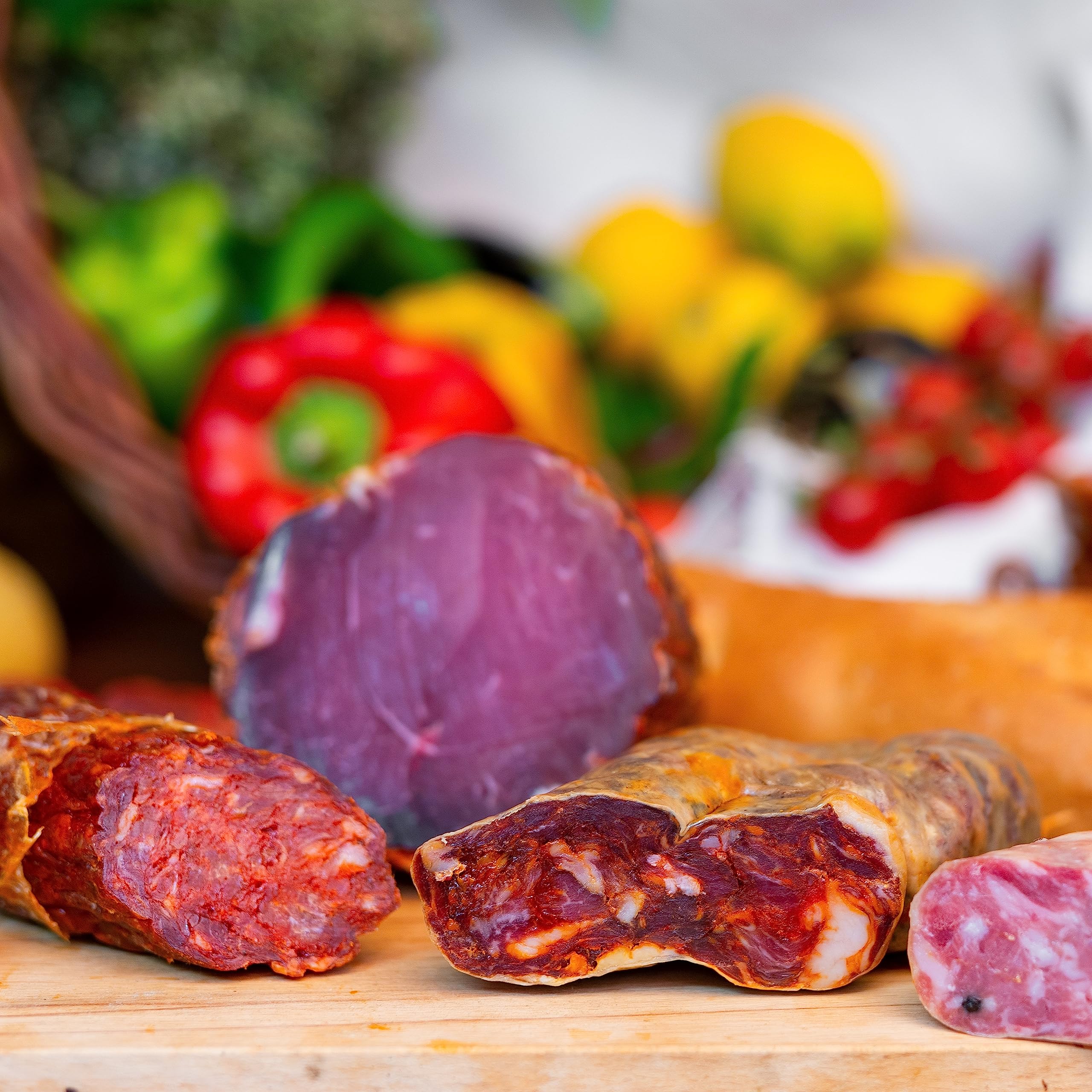Soppressata Piquante Calabraise 350g - Spécialités Gastronomiques Parfaite Pour Apéritifs, Sandwiches, Charcuteries et Paniers Cadeaux