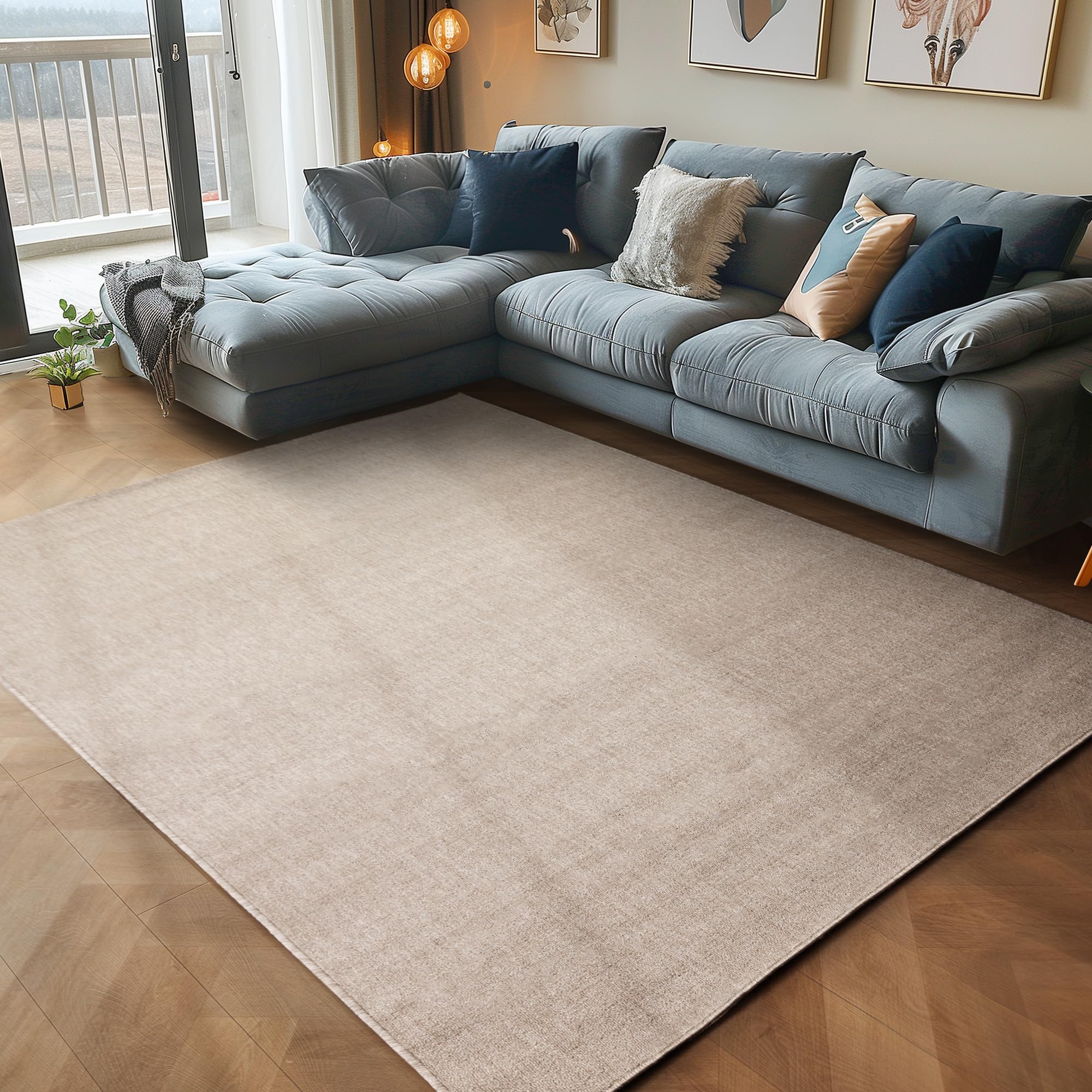 Teppich Kurzflor Flachgewebe Schlingenteppich meliert Pflegeleicht für Wohnzimmer Schlafzimmer