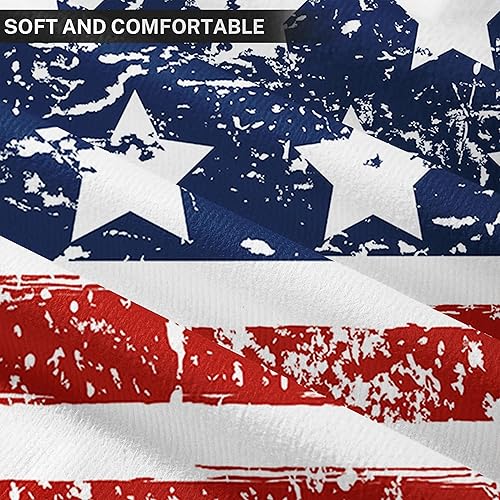 Miniatura 6 de Emvency Juego de 2 fundas de almohada decorativas con diseño de bandera estadounidense roja, blanca y azul, decoración del hogar, cuadradas,