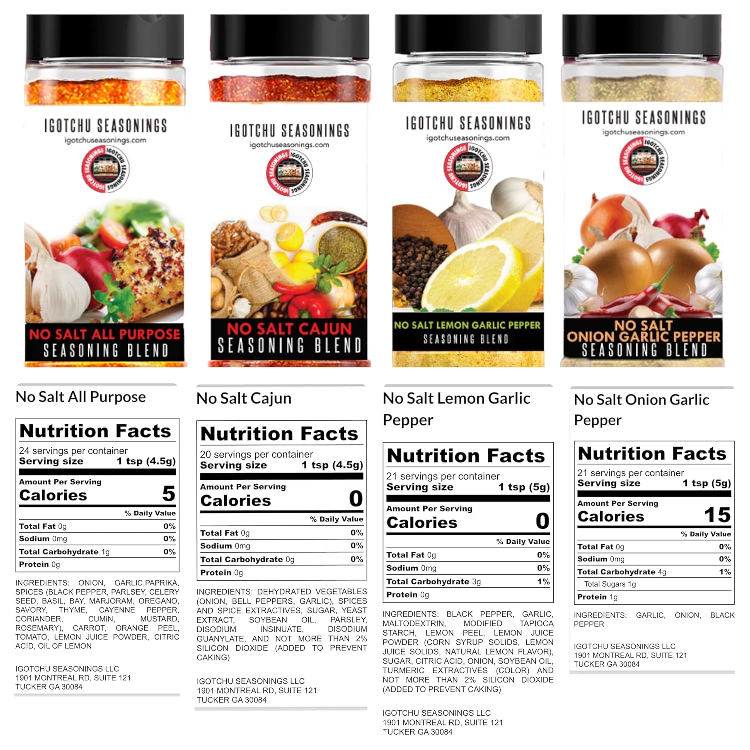 Igotchu Seasonings – The No Salt Bundle | 100% Sodium-Free, All-Natural Seasoning Set for Healthy Cooking | Salt-Free Spice Blend Variety Pack for Chicken, Vegetables, Meat & More | Low Sodium Flavor Mix Made in USA.