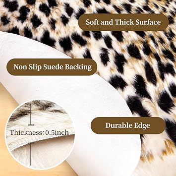 Leopard Rug Cheetah Print Carpet, Animal Print Area Rug, 5.2x6.5ft