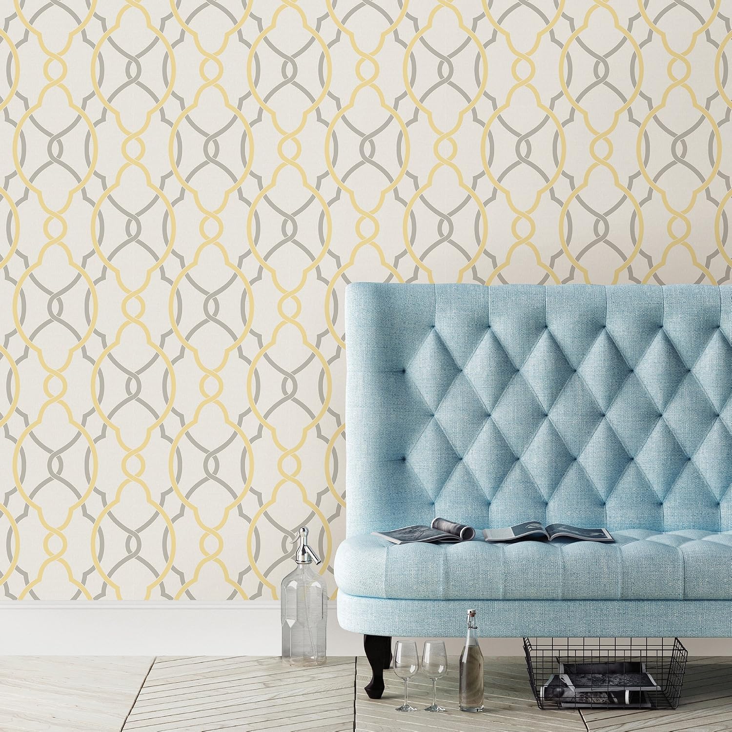 A-Street Prints 2697-22620 Sausalito Yellow Lattice Wallpaper,