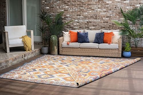 Miniatura 8 de Alfombra de doble cara resistente al agua para interiores y exteriores, de 2 x 3 pies, alfombra de exteriores para patio, terraza, porche y entrada,