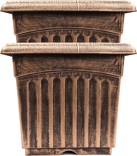 Miniatura 6 de Maceta cuadrada de 9 pulgadas con aspecto victoriano rústico para guardería, interior, exterior, jardín, patio, oficina, adornos para decoración del