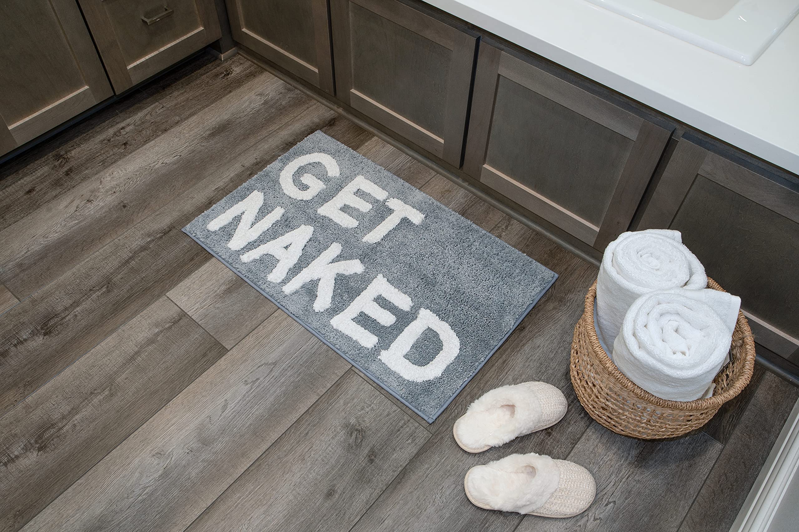 Zeeinx 'Get Naked' Badematte – Lustige, Rutschfeste Mikrofasermatte Für Bad & Dusche, 40,6 X 61 Cm, Maschinenwaschbar