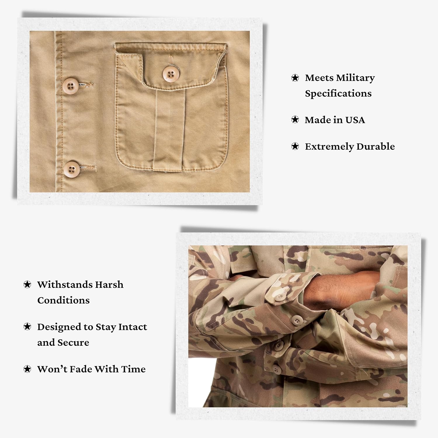 ButtonMode Tactical Buttons 19mm 30L Style 26 BDU ACU OCP ABU GI OC M65 LE Combat Arctic Army Cadet Uniform, American Military Spec Industrial Strength, Size 0.75 in. or 3/4", Military Khaki, 12-Pack