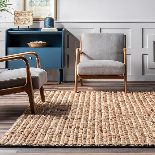 Miniatura 9 de nuLOOM Kateline - Alfombra casual de yute a rayas, 5 x 8 pies, color natural