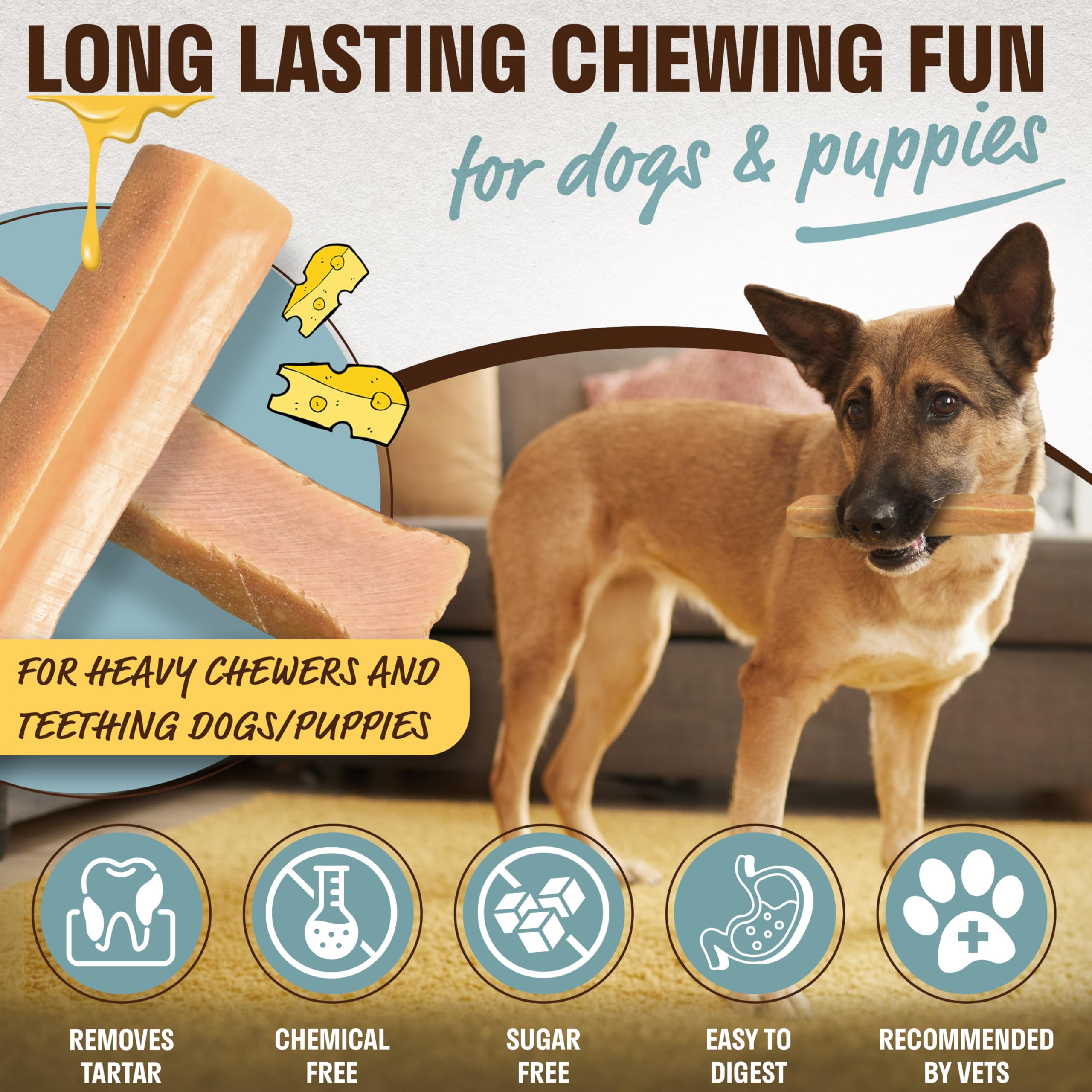 PetLove Himalayan Yak Chews for Dogs (Pack of 3) • 100% Natural Hard Cheese Dog Chews • Dog Dental Chews • Natural Dog Treats for Teeth & Bones • Protein Rich Cheese Bone • Size: L - Image 3