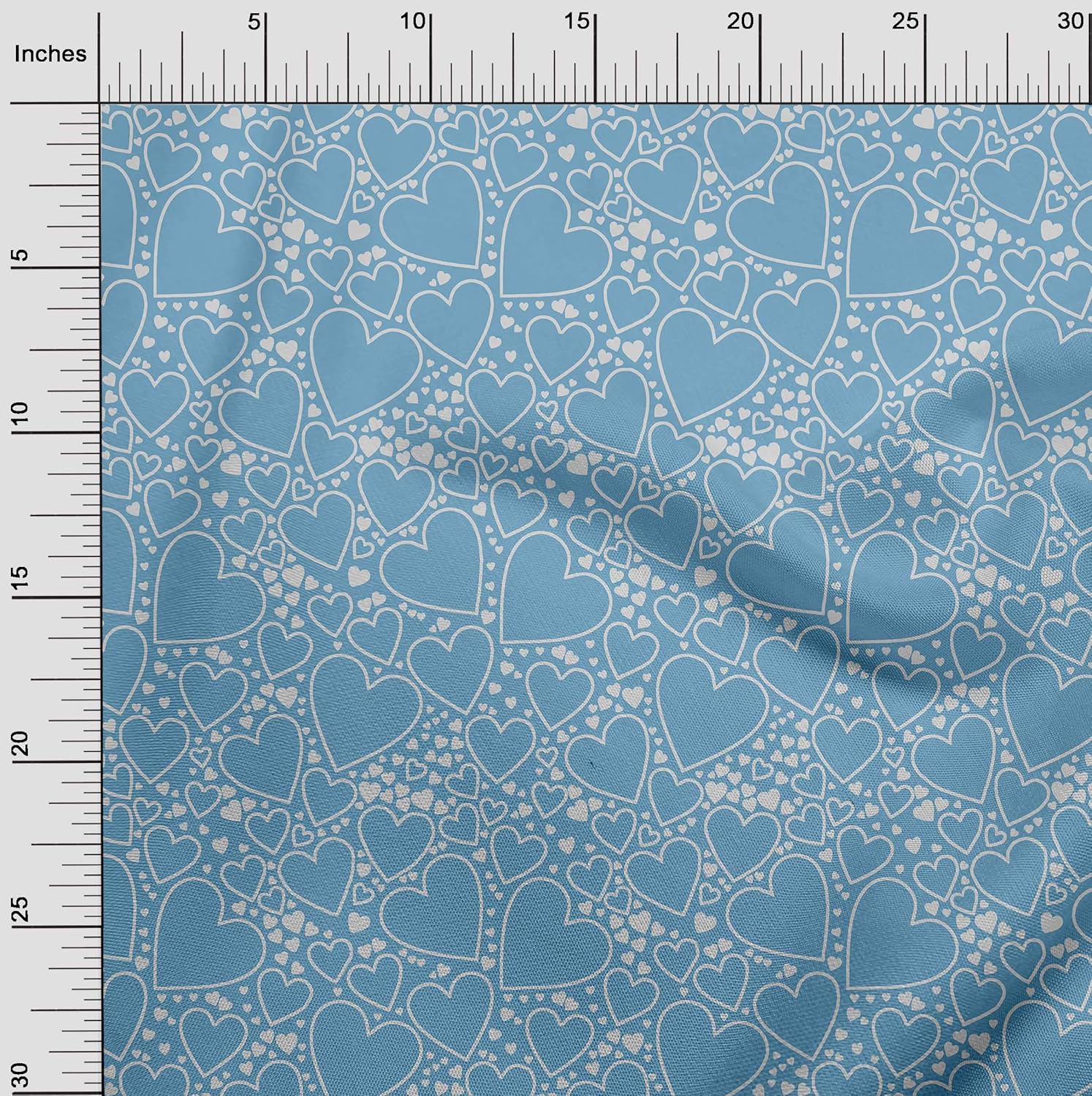 oneOone Cotton Jersey Light Blue Fabric Valentine Heart Quilting Supplies Print Sewing Fabric by The Yard 58 Inch Wide-150