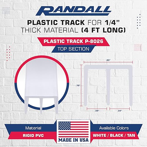 Randall Manufacturing - Riel de puerta corrediza de plástico de 14 pulgadas (blanco, 3 pies de largo)