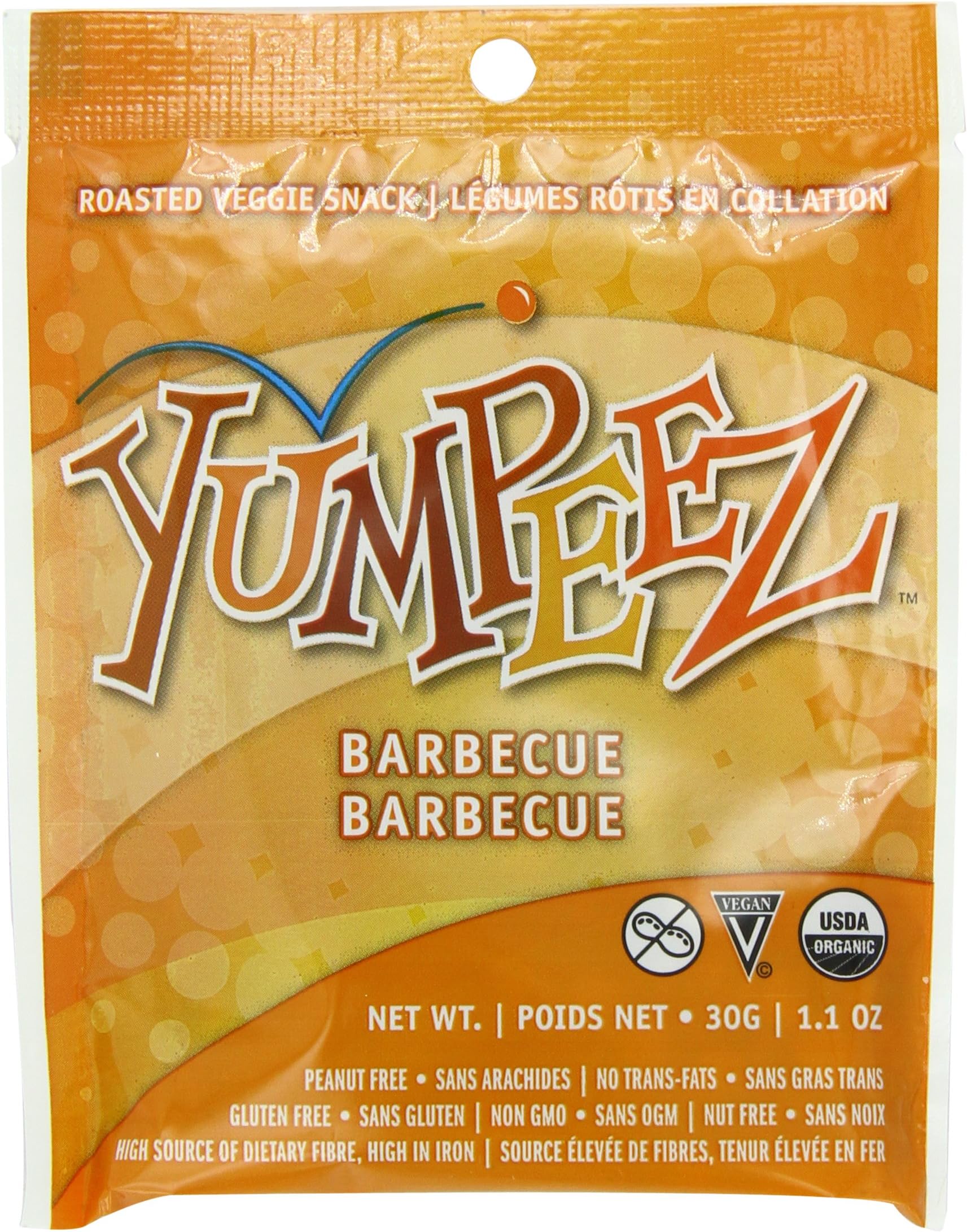 Yumpeez Barbecue Roasted Veggie Snack, 1.1-Ounce Bags (Pack of 12)