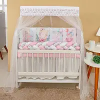 Kit 12 Peças Protetor e Saia de Berço Ursinha Bailarina Enxoval para Bebê