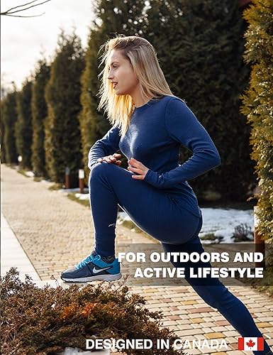 Miniatura 4 de Capa base de lana merina, pantalones de mujer 100% lana merino, leggings térmicos ligeros, peso medio + calcetines de lana