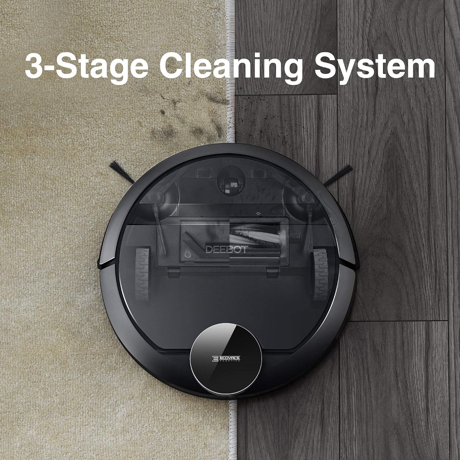 ECOVACS DEEBOT 901 Smart Robotic Vacuum for Carpet, Bare Floors, Pet Hair, with Mapping Technology, Higher Suction Power, WiFi Connected with Alexa and Google, Black (Renewed)
