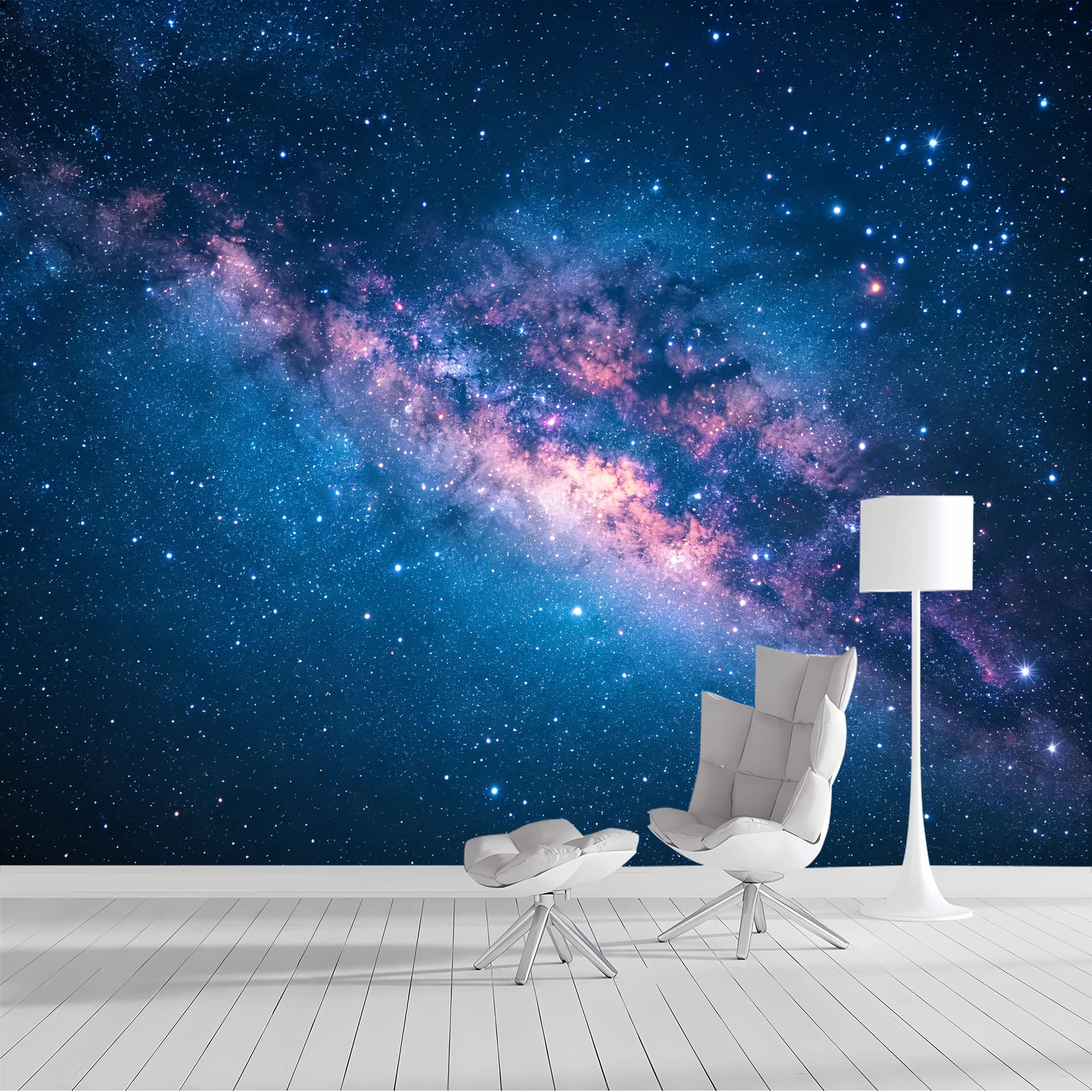 Custom Size Wall Mural Galaxy Starry Sky Cosmic Nebula Panoramic Space View SelfAdhesive Wall Fabric Removable Peel and Stick Wallpaper Wall Decor for Living Room Bedroom Bathroom