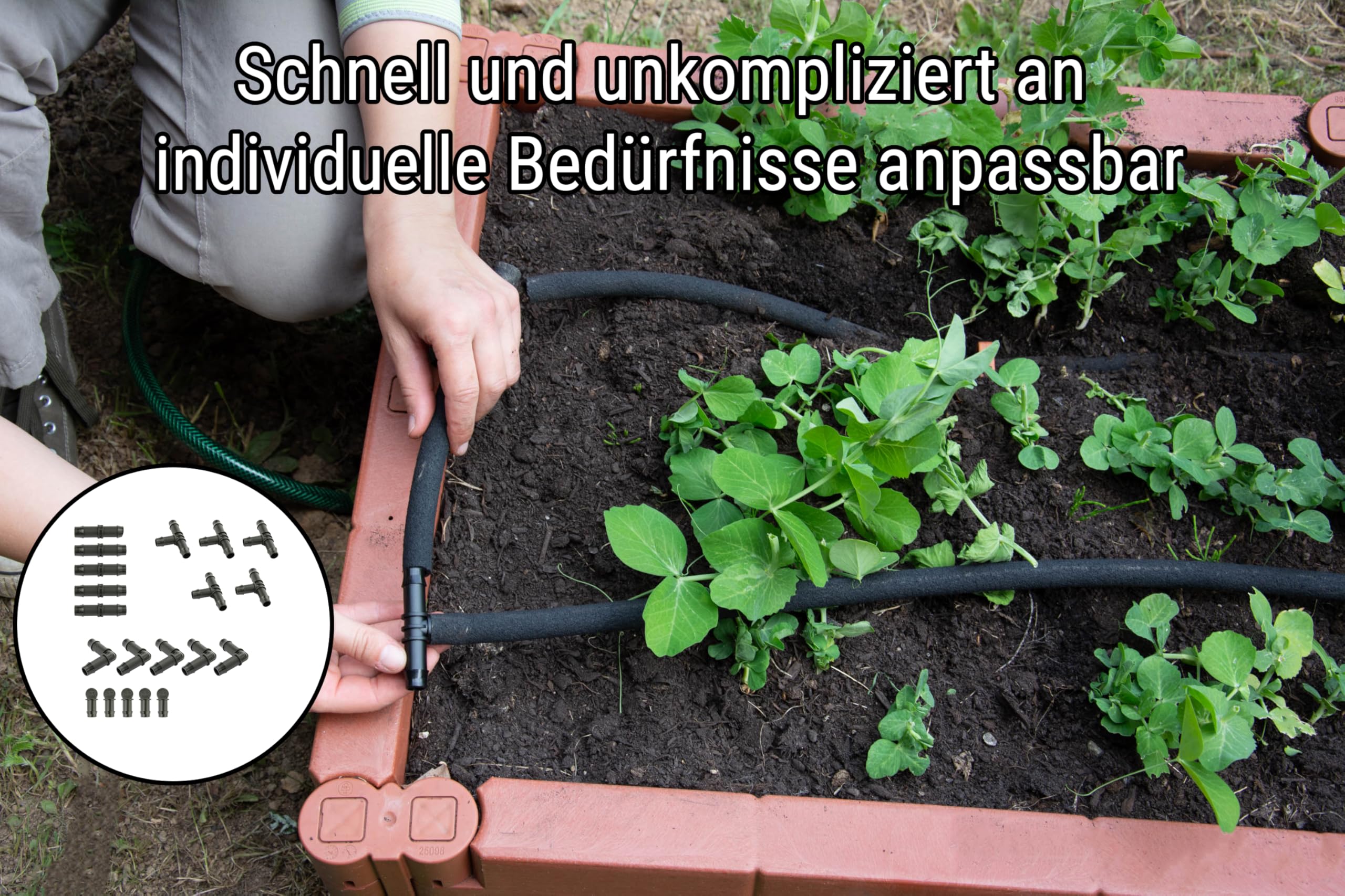 100m CS Perlschlauch Startup mit Zubehör für die nachhaltige Bewässerung aus dem Wasserhahn