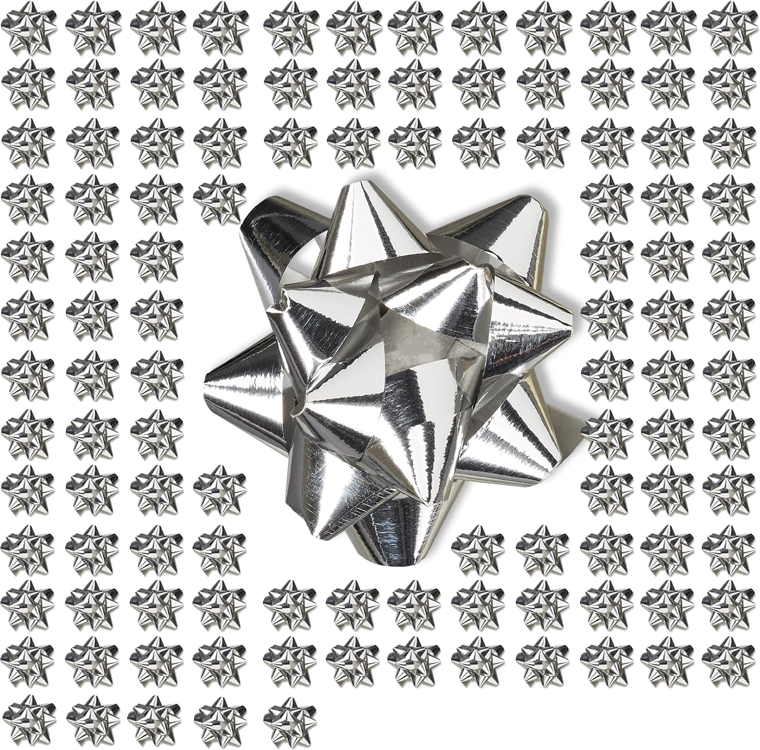 Relaxdays Pack of 1000 Decorative Ribbon Gift Wrapping Bows - Pack of 1000 - 5 cm Diameter - Silver