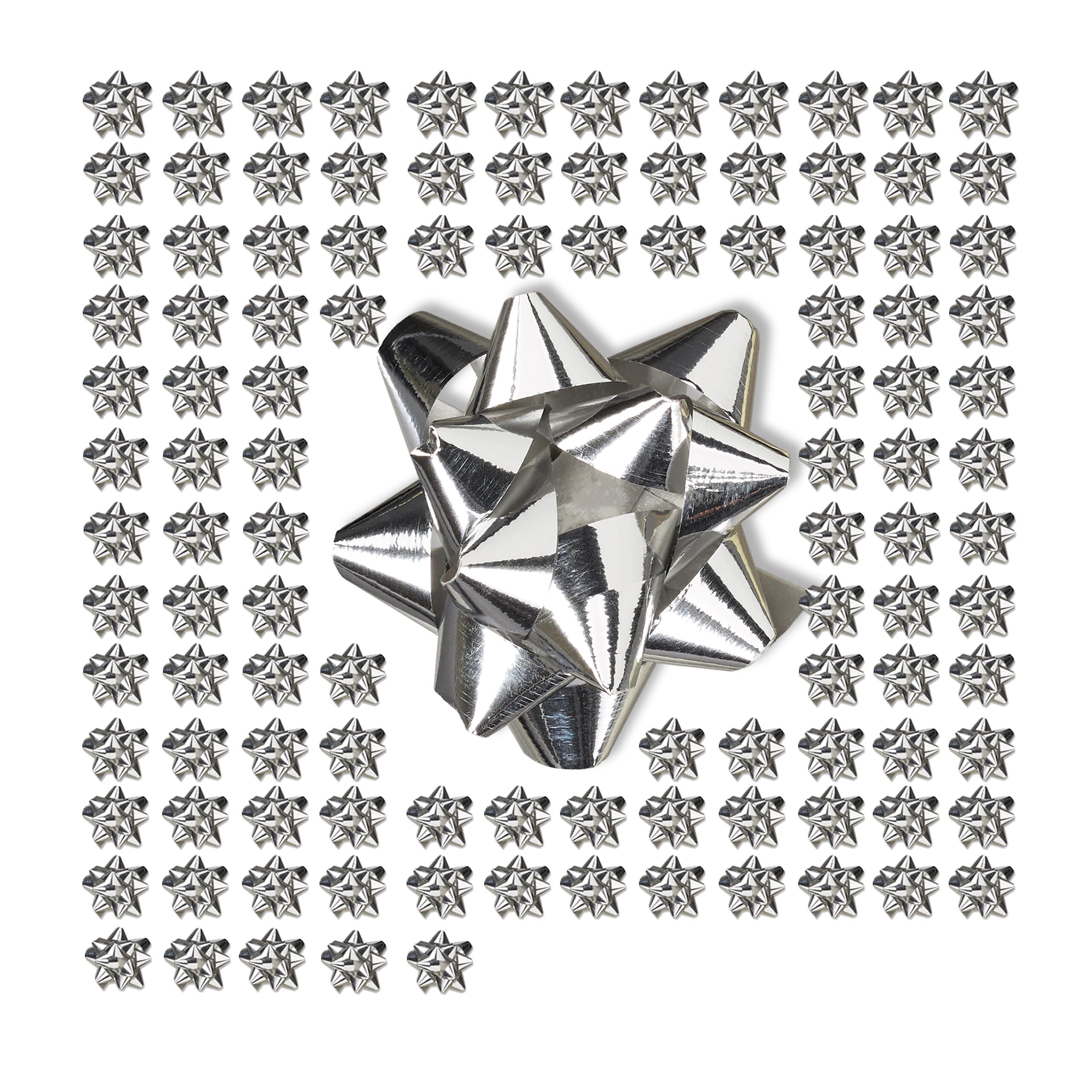 1000 x Geschenkschleifen, selbstklebend, kleine Dekoschleifen für Weihnachten & Geburtstag, Zierschleifen, Ø 5 cm, silber