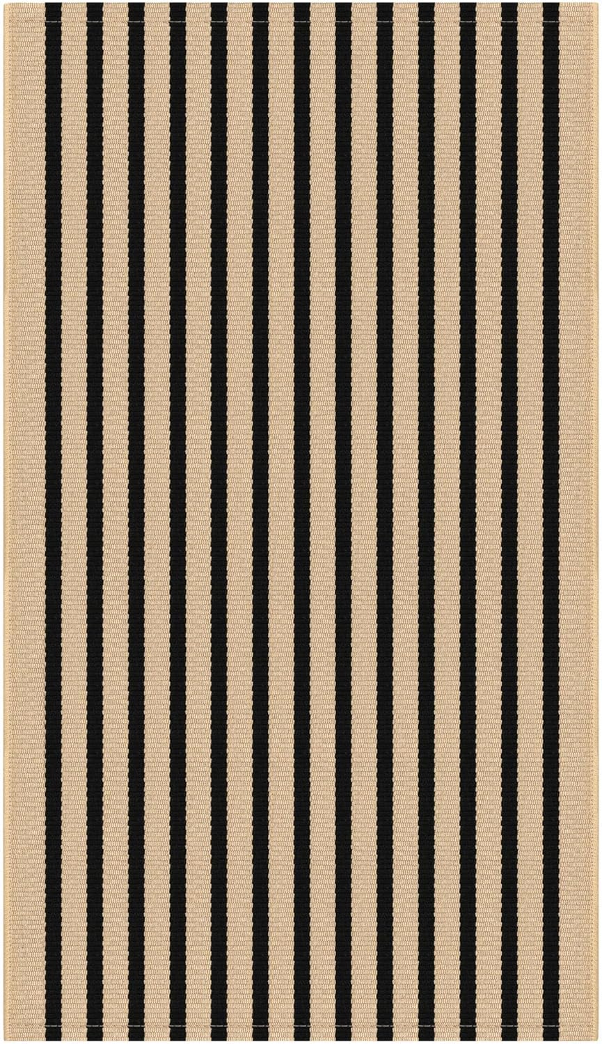 KOZYFLY 3'x5' Cotton Area Rug, Brown and Black Striped Outdoor Rug, Hand-Woven, Machine Washable, Perfect for Front Door, Kitchen, Living Room - Image 8