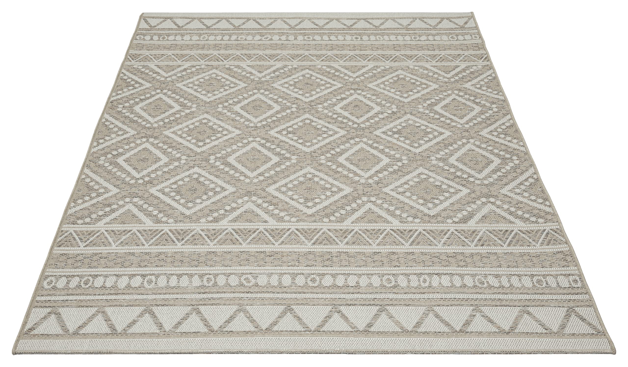 Mia's Teppiche Adora - Alfombra Moderna, de Estilo Boho, Apta para Interiores y Exteriores, Especialmente Plana, Ideal para la Cocina y el Comedor, Beige, 140x200cm