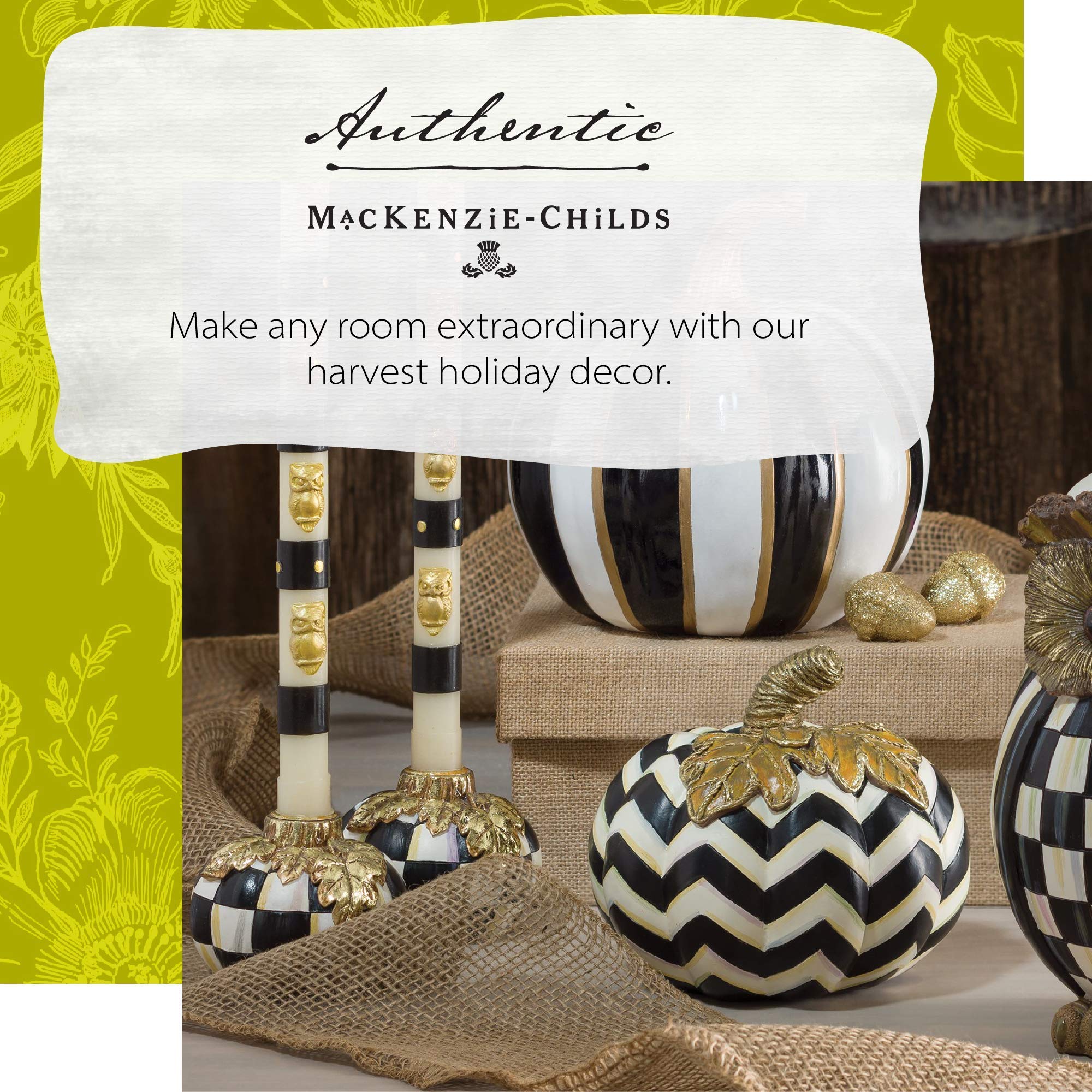 MacKenzie-Childs Courtly Check Pumpkin Candlestick Holders, Autumn