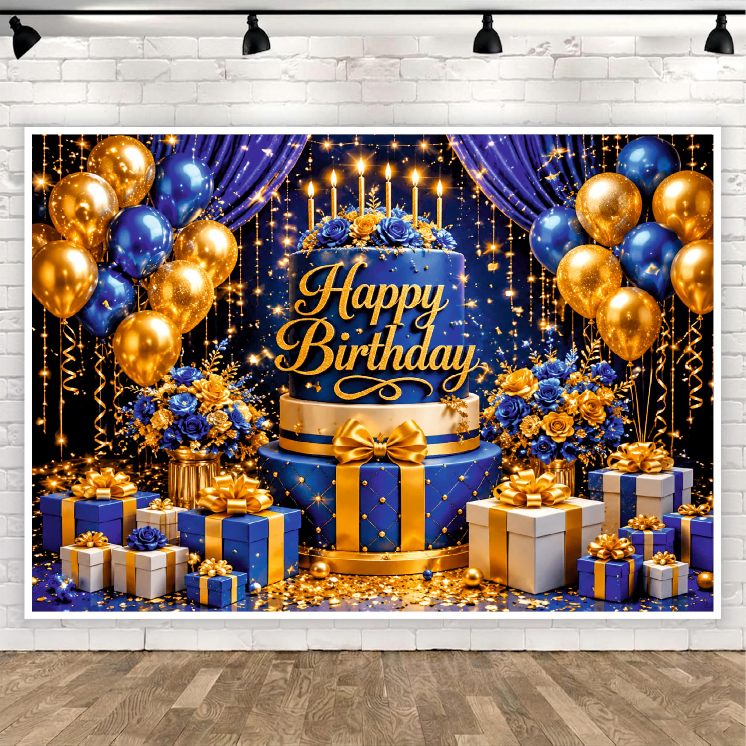 Blue Theme Happy Birthday Backdrop for Decoration 8x5 Ft, Birthday Background Banner Cloth for Kids, Boys & Girls, Party Photo Booth Backdrop, Reusable Fabric Banner for Cake Table Decoration-picture-10