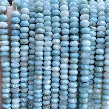 ABCGEMS Barahona Larimar Beads from Dominican Republic Faceted Rondelle 3mm | 100% Natural & Authentic - Never Dyed or Color Enhanced in Any Way - DIY Jewelry Making, Necklaces, Bracelets & Beading
