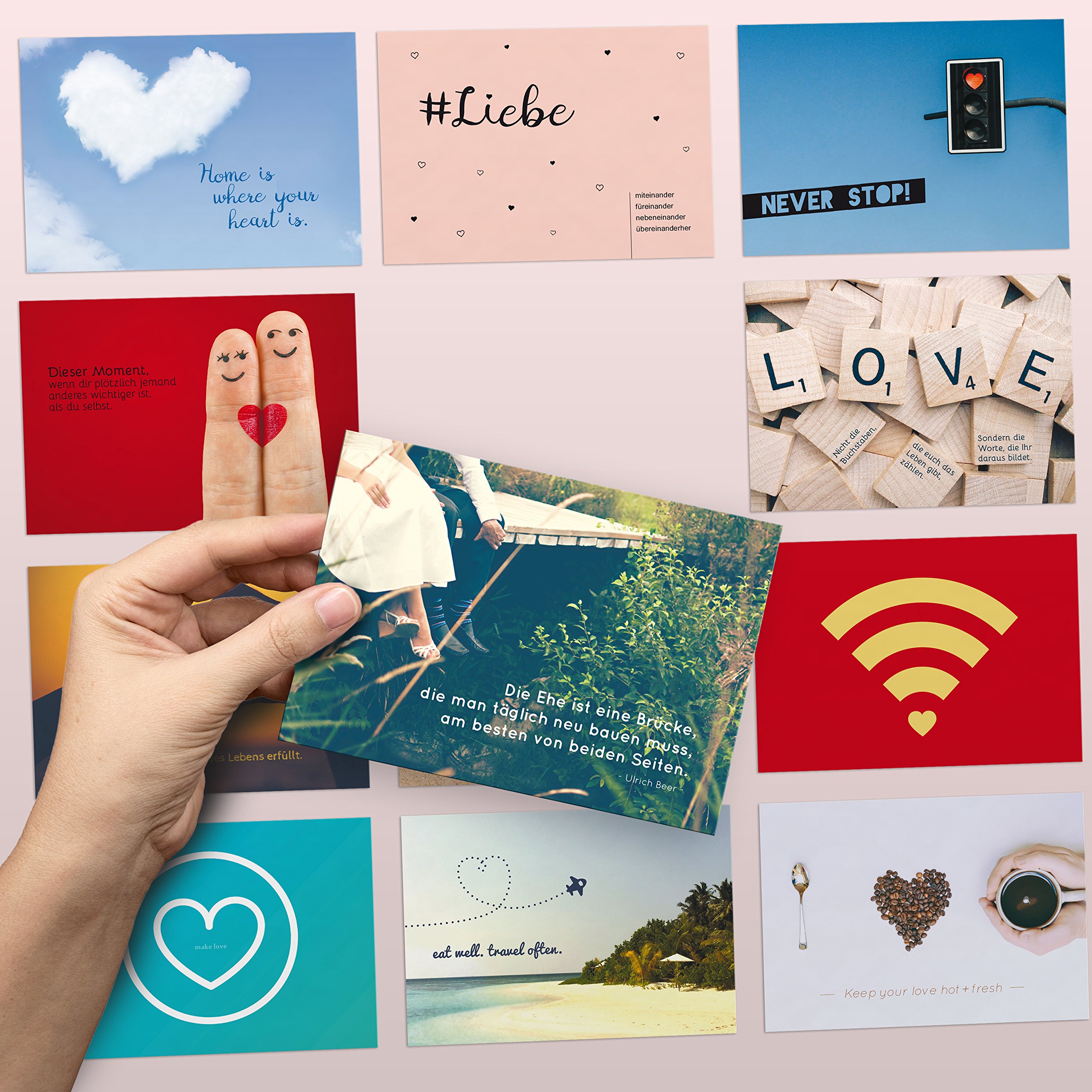 Kipitan 52 Postkarten für die Hochzeit als kreatives Hochzeitsgeschenk: Jede Woche eine DIN A6 Postkarte als Gästebuch-Alternative – Hochzeitsspiel & Geschenkidee