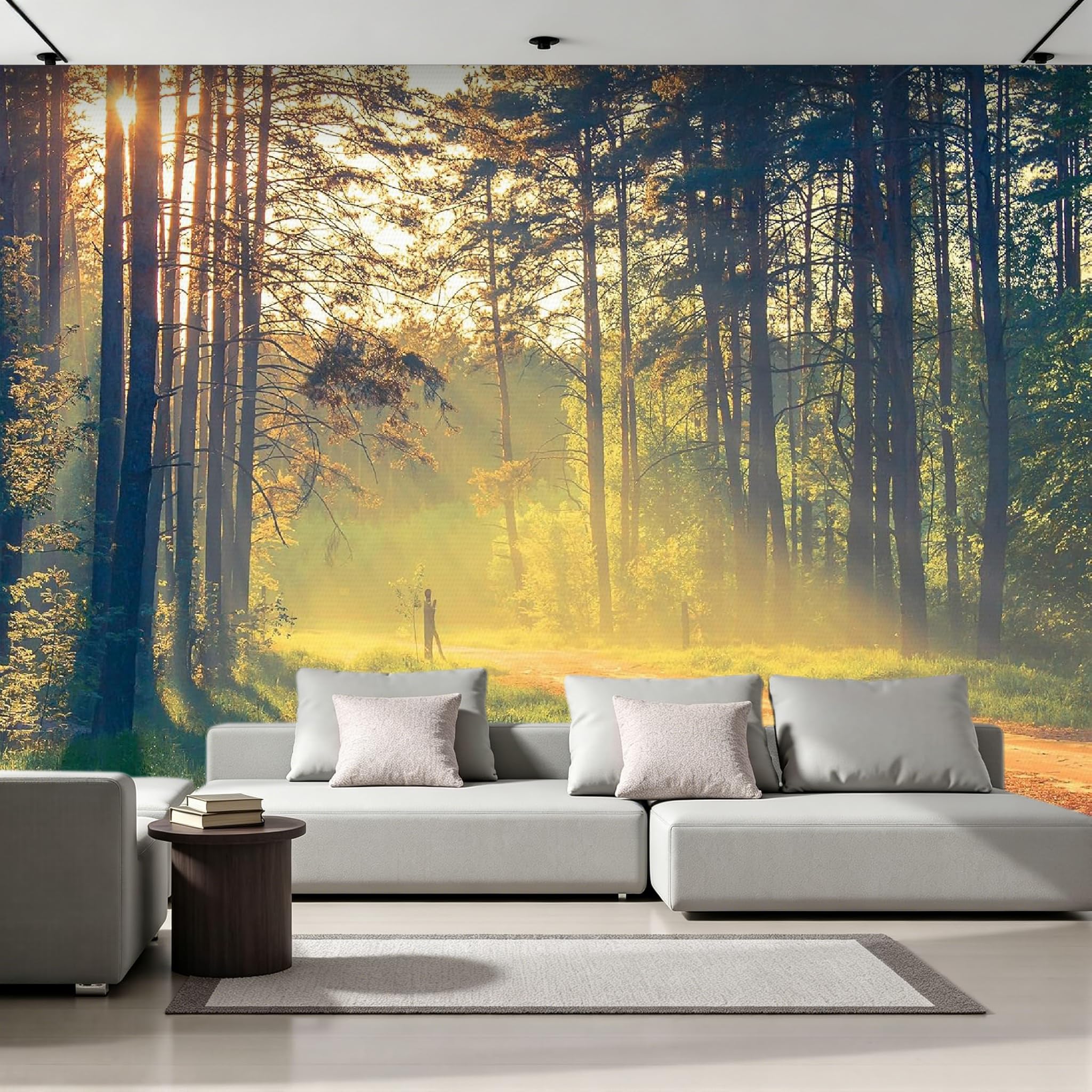 Forêt de pins papier peint panoramique 3D pour chambre d'enfants