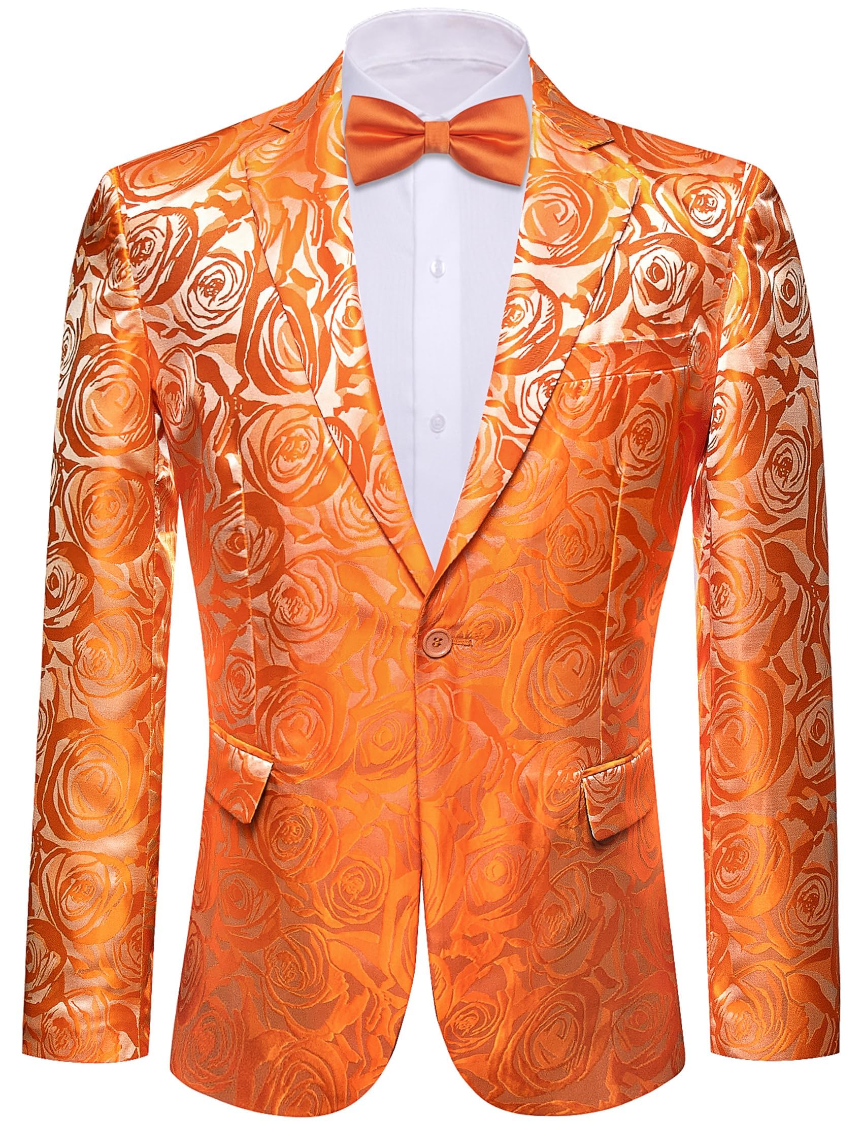 Barry.Wang Mens Floral Blazer Suit Jacket Notched Lapel Casual Sport Coat