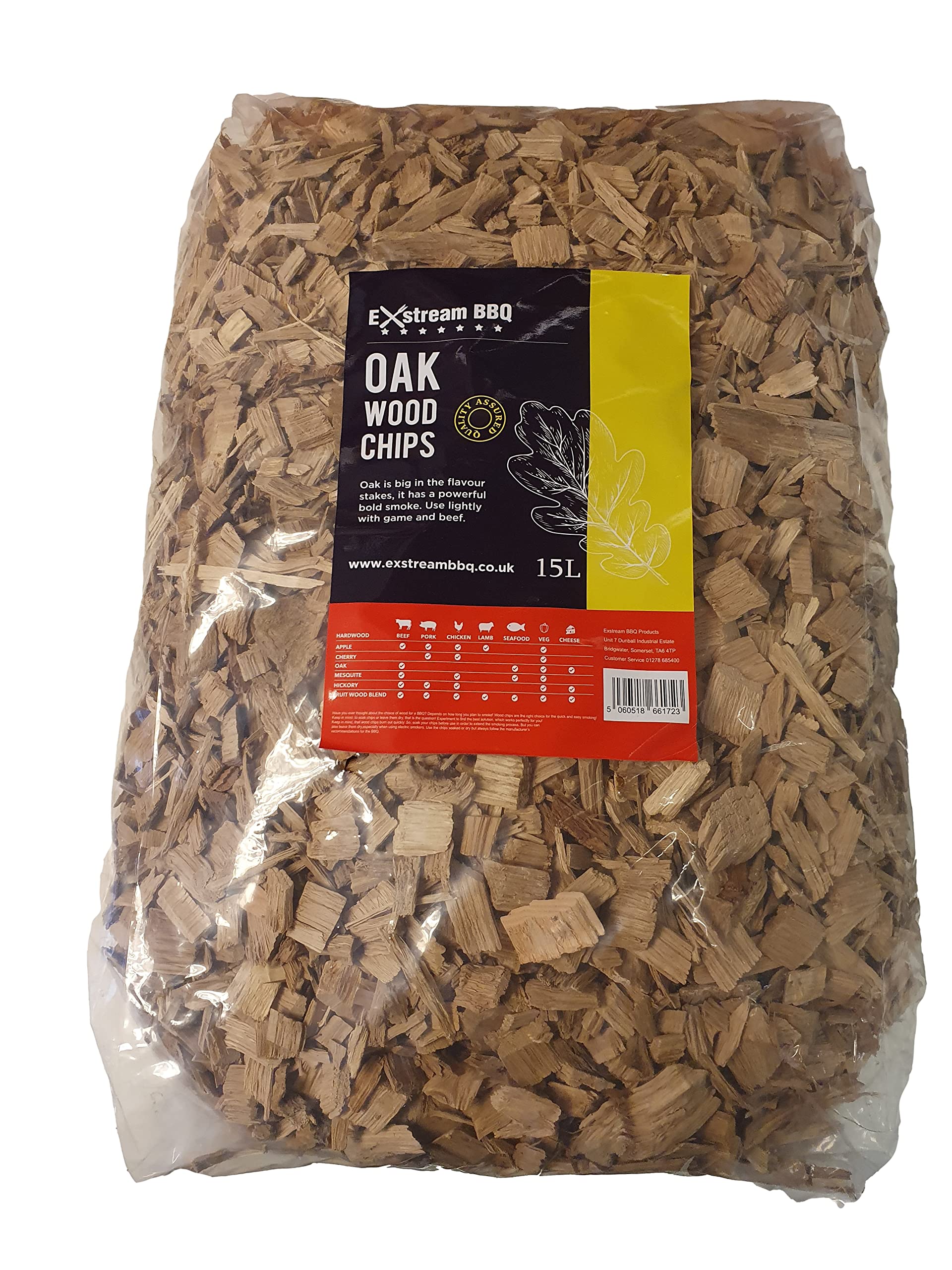 Exstream BBQ Barbecue Smoking Wood Chips *Up To 30 Great Flavours in 3, 15 & 30 Litres* (Oak 15 Litre)