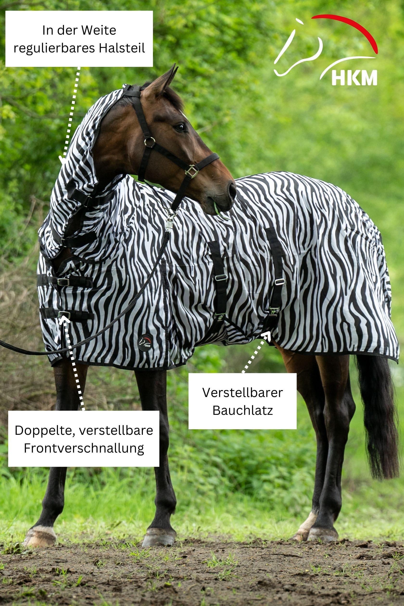HKM 550686 - Coperta per mosche con collo zebra, misura M