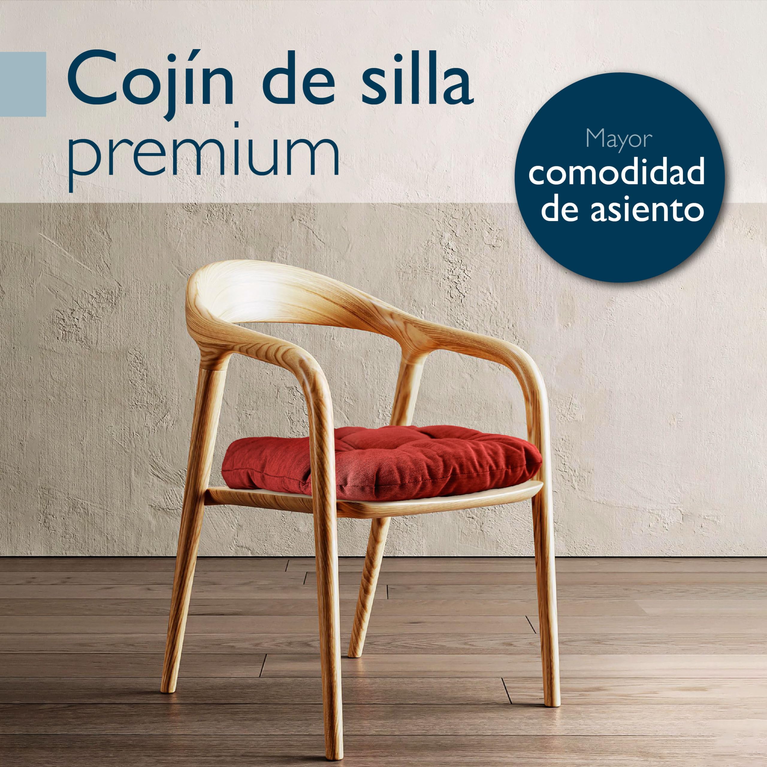 Beautissu 4X Cojines de Silla Premium 35x35 cm - Cojines Interior y Exterior Acolchado de Espuma Resistente de 8 cm de Grosor, Made in EU - Rojo - HighLux SK