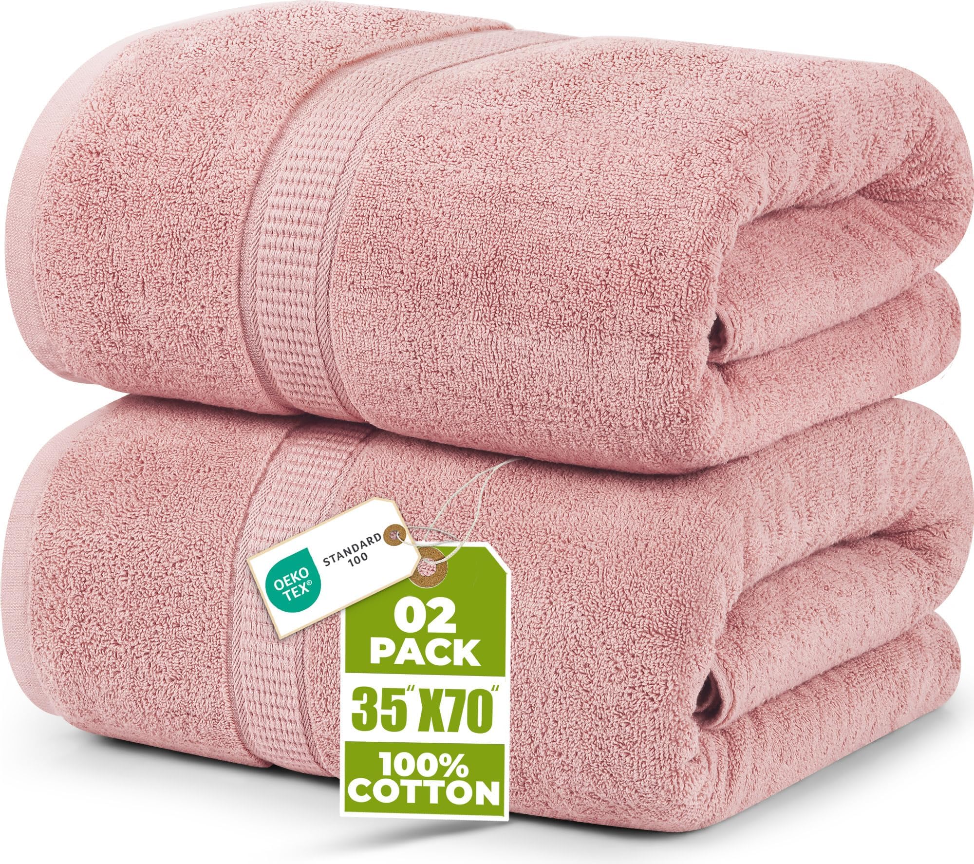 Utopia Towels - Premium Jumbo Bath Sheet (90 x 180 cm, 8 Pack) - 100% Ring Spun Cotton Highly Absorbent and Quick Dry Extra Large Bath Sheet - Super Soft Hotel Quality Towel (Dusty Pink)