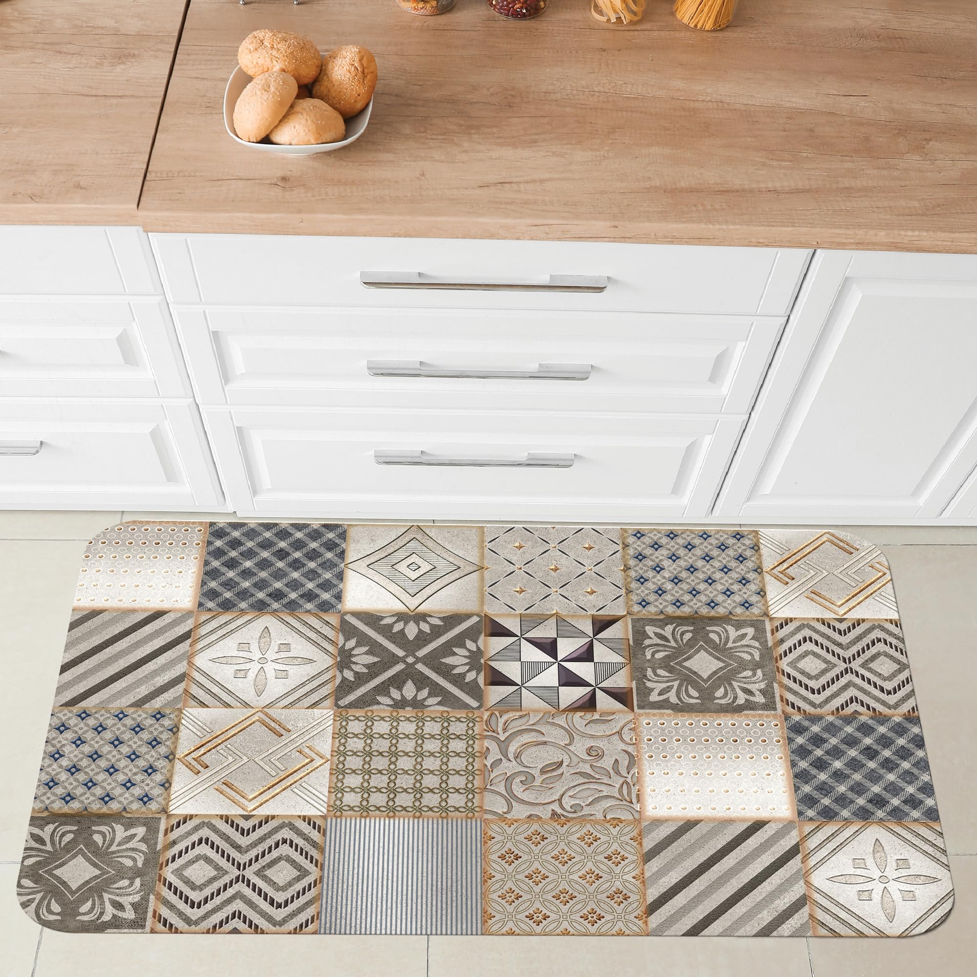 Tapis De Cuisine 51x300 cm Anti Taches Pvc Imprimé Numériquement Doux Antidérapant Lavable DIS_N