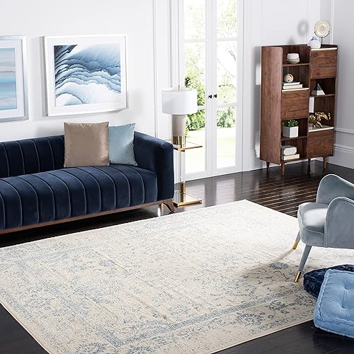 Miniatura 360 de Safavieh colección Adirondack - Alfombra de área, 6 x 9 pies, gris y azul, diseño oriental desgastado, no desprende pelusa, fácil cuidado, ideal