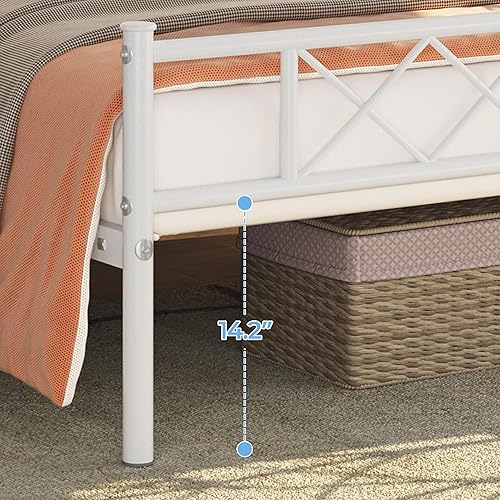 Miniatura 8 de Yaheetech Base de colchón de plataforma metálica individual XL con cabecera y estribo, no necesita somier debajo de la cama, listones de acero para