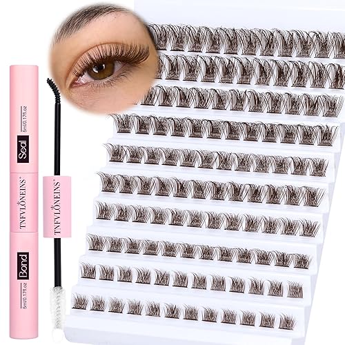 TNFVLONEINS - 200 extensiones de pestañas individuales de aspecto natural para colocar en casa, 0.354-0.630 in, rizo D, extensiones de pestañas