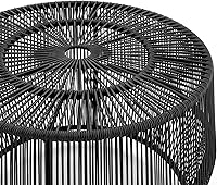 Vista 13 de Furniture of America Ysar - Mesa de centro redonda de ratán bohemio para exteriores con marco de metal, resistente a todo tipo de clima y al óxido