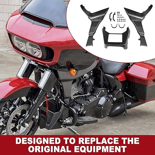 Miniatura 5 de Cubierta de alerón de carenado lateral para Road Glide 17-23, cubierta de alerón de carenado lateral con patrón de fibra de carbono con kit de