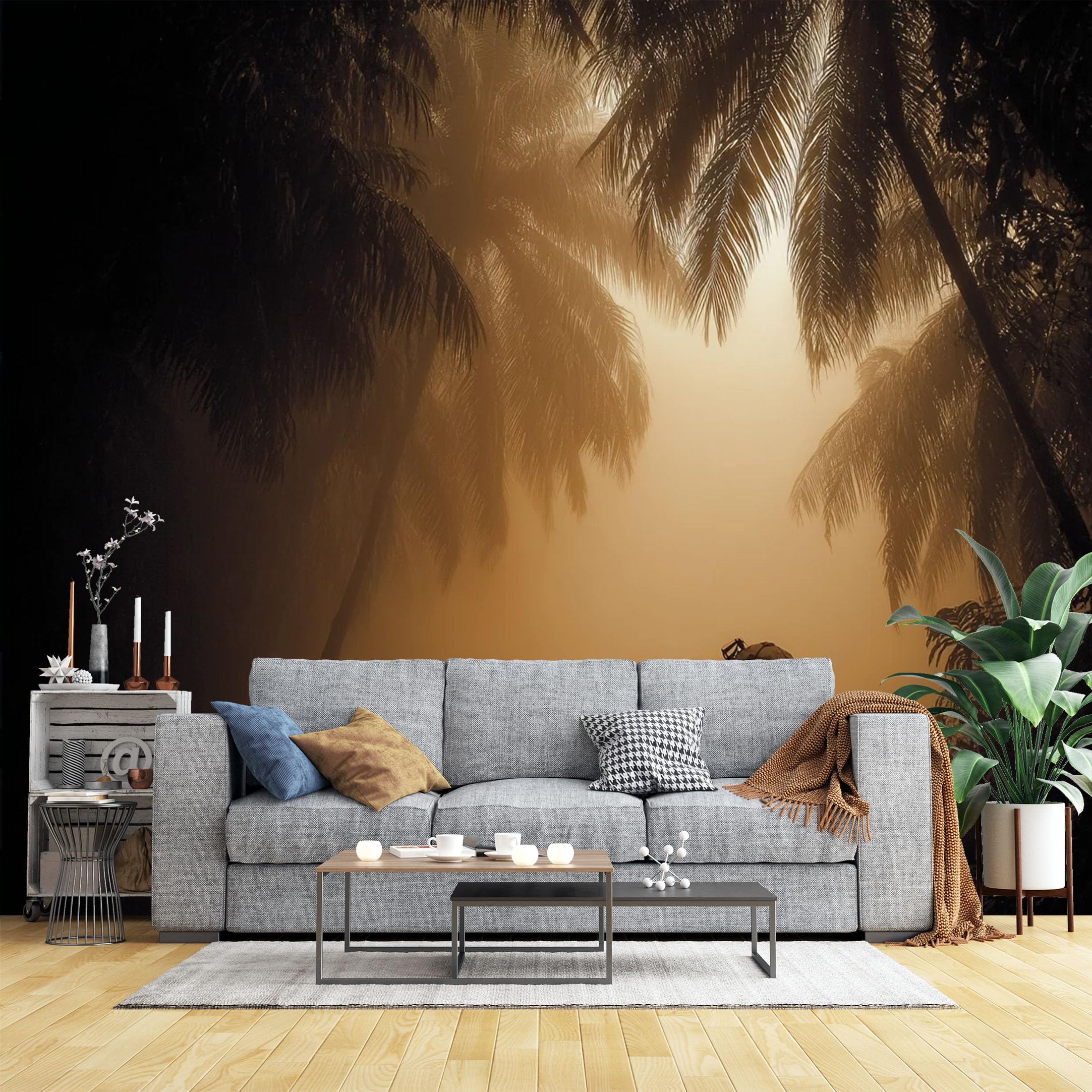 Custom Size Wall Murals Soldier in Misty Tropical Jungle Wall Murals Moody Nature Wallpaper, Wall Stickers Self-Adhesive Removable Wallpaper for Gaming Room
