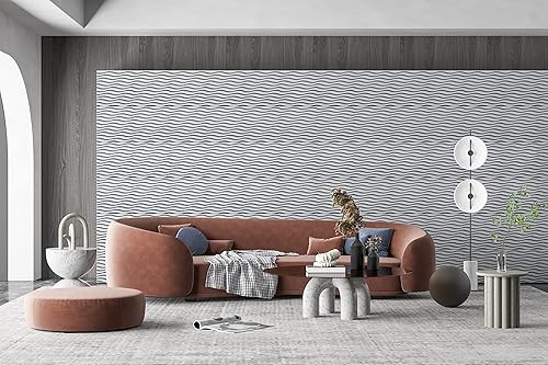 Miniatura 4 de Dundee Deco Paneles de pared 3D - Paneles de pared de PVC blanco pintables de onda moderna para decoración de pared interior, paquete de 10, cubre