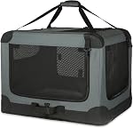 Amazon Basics 4-Doors Portable Soft-Sided Folding Travel Crate Kennel for cat, Dog, and Other Small Animals, Grey, S 66.04 cm x 45.72 cm x 45.72 cm