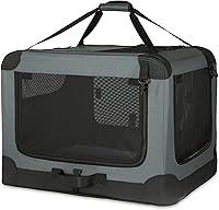 Vista 9 de Yaxa Basics Transportín de viaje plegable portátil de lados suaves de 4 puertas para gatos, perros y otros animales pequeños, gris, S 26" x 18" x