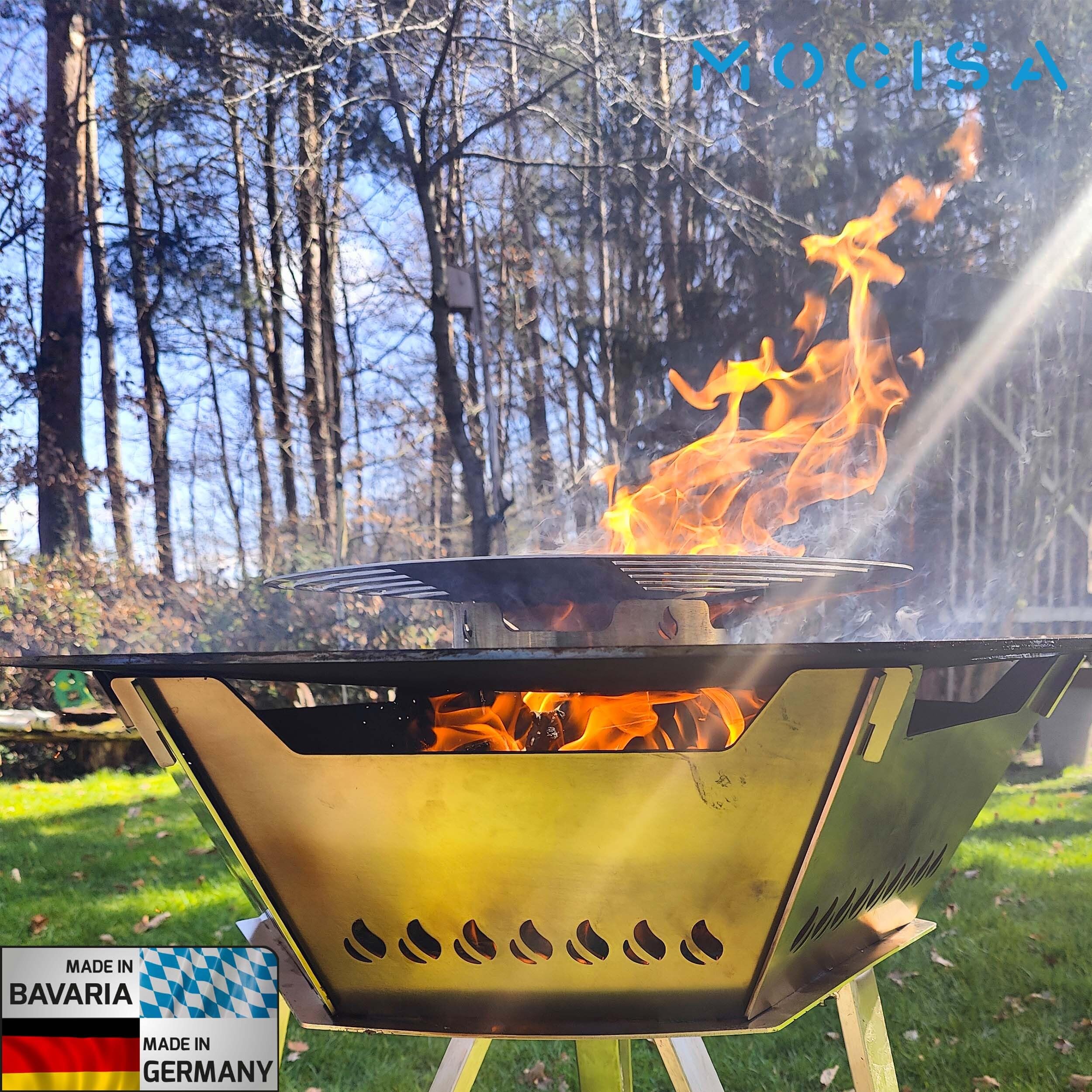 Racletteaufsatz für Feuerplatte mit Loch 20 Edelstahl Set mit 4 Pfännchen