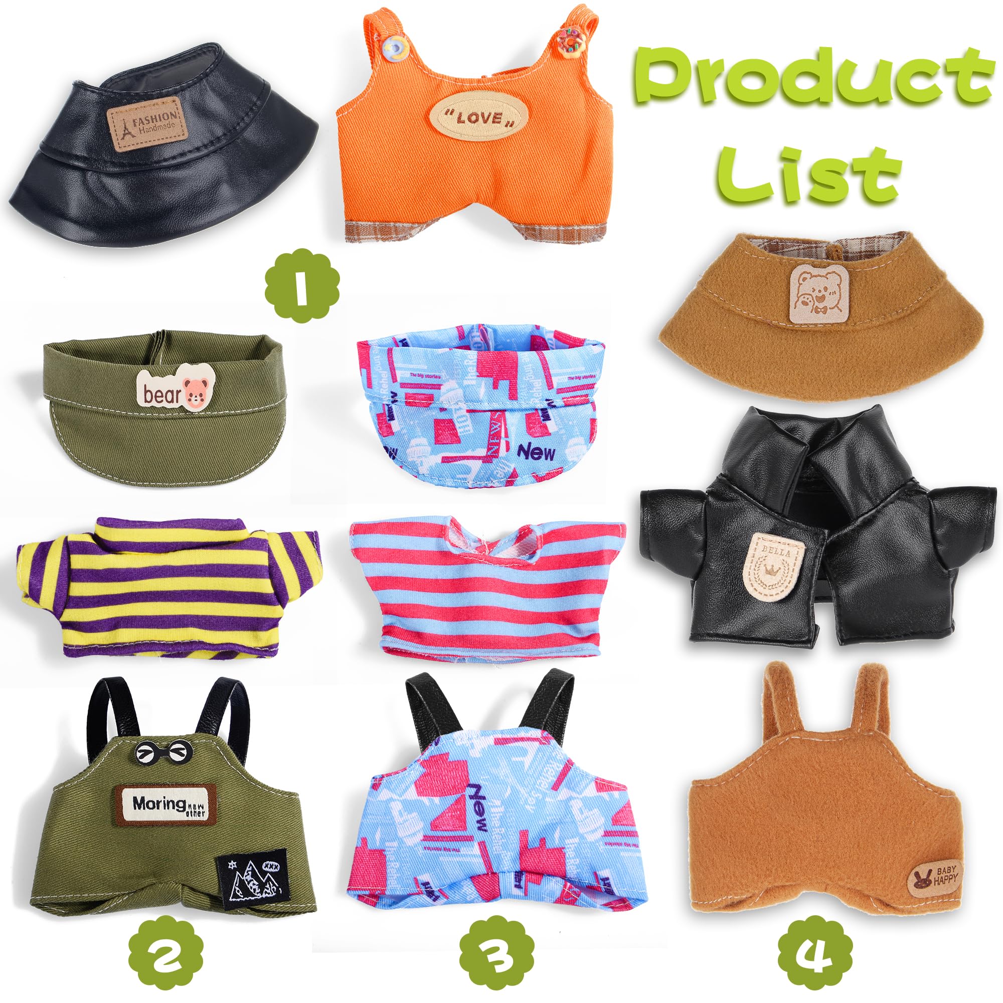 Total 4 Sets Fashion Doll Clothes Accessories for 17cm Dolls Include: 4 Hats, 4 Pants - Image 2